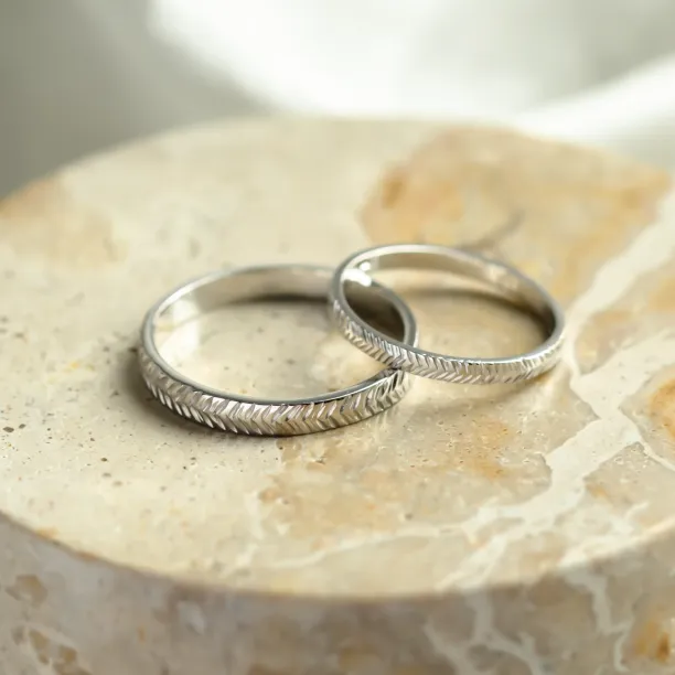 Solid gold arrow wedding bands CUPID Image