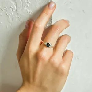 Luxury teal sapphire and diamond ring HAZEL