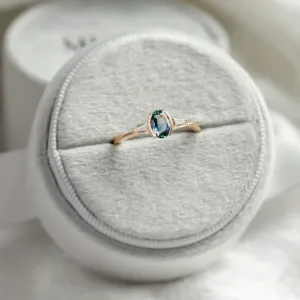 Unique teal sapphire and moissanite ring MAYLA Thumbnail