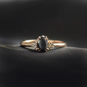 Unique black diamond engagement ring BLACKIE