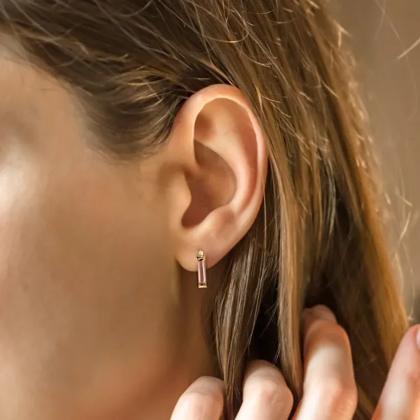 Pink sapphire and diamond stud earrings QUINN Image