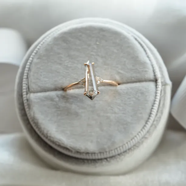 Prsten s laboratorním salt and pepper diamantem a klasickými diamanty GOTH Image