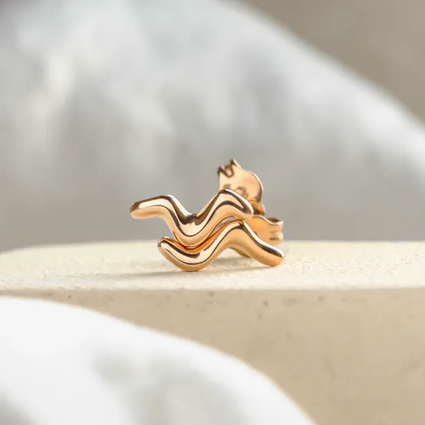 Minimalist gold earrings waves MIGNON Image