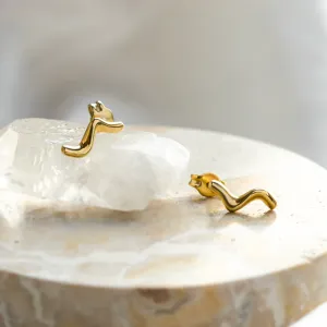 Minimalist gold earrings waves MIGNON Thumbnail