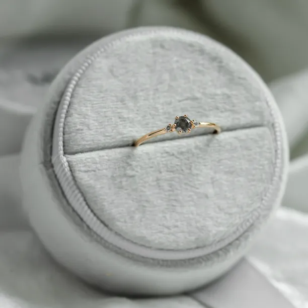 Minimalist salt and pepper and classic diamond ring FRANCO Image