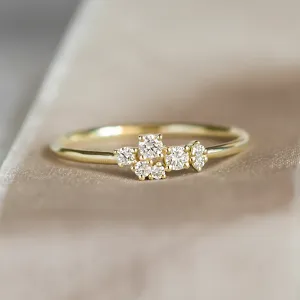 Gold cluster ring with diamonds VENICE