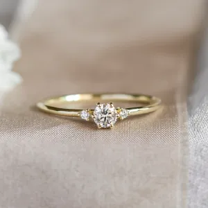 Gold engagement ring with diamonds ALICIA