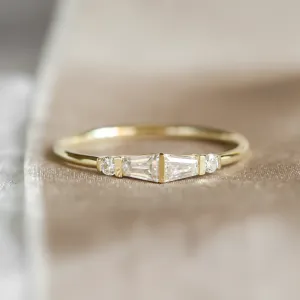 Unique tapered baguette moissanite ring  LUMI Thumbnail