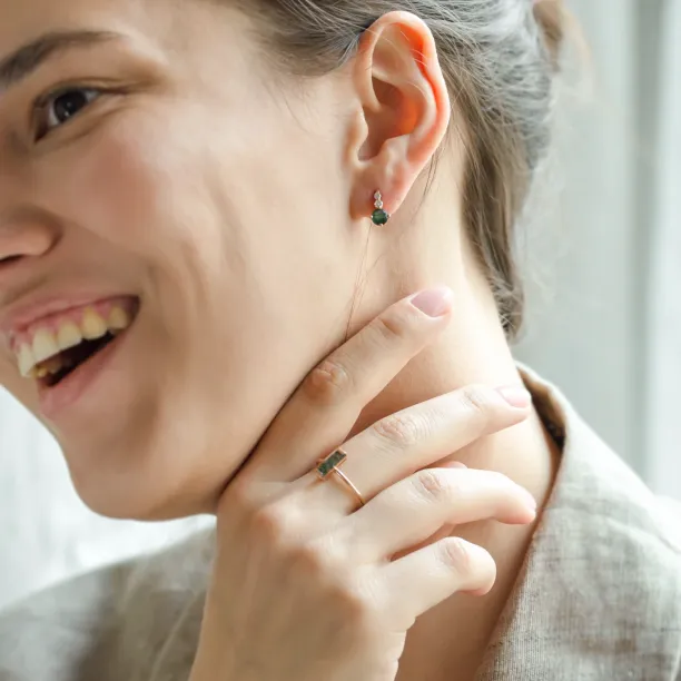 Minimalistický prsten s mechovým achátem HERMIONE Image