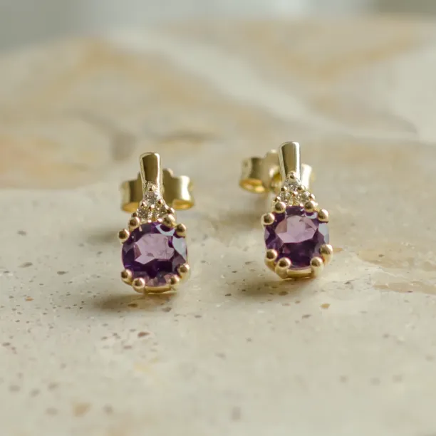 Zlaté náušnice s ametysty a diamanty CALLIE Image