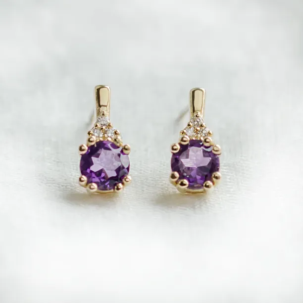 Zlaté náušnice s ametysty a diamanty CALLIE Image