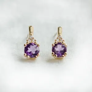 Zlaté náušnice s ametysty a diamanty CALLIE