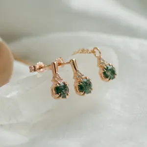 Moss agate and diamond jewellery set TALIA Thumbnail