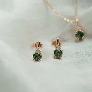 Moss agate and diamond jewellery set TALIA Thumbnail
