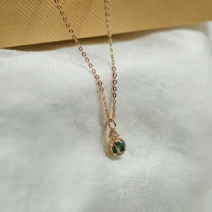 Gold moss agate and diamond pendant TALI Thumbnail