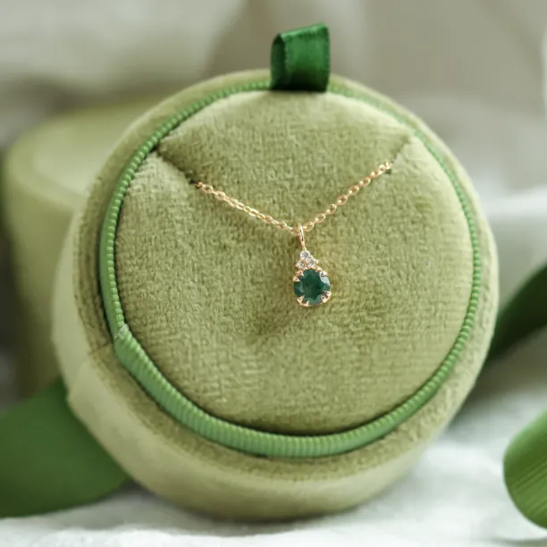 Gold moss agate and diamond pendant TALI Image