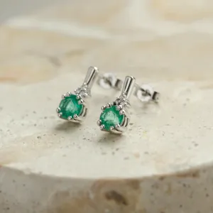 Zlaté náušnice se smaragdy a diamanty LENNY Thumbnail