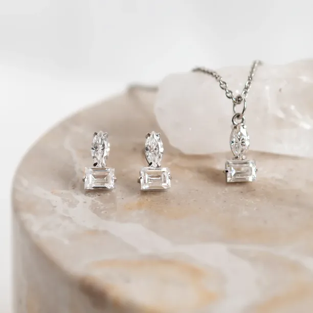 Earrings with baguette and marquise lab-grown diamonds ANNA Image