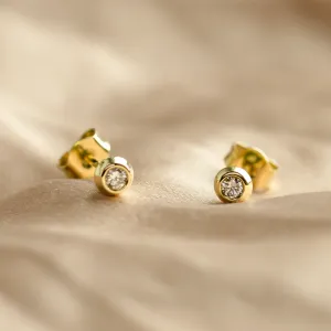 Golden stud earrings with lab created diamonds ANIA Thumbnail