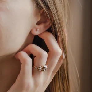 Golden stud earrings with lab created diamonds ANIA Thumbnail