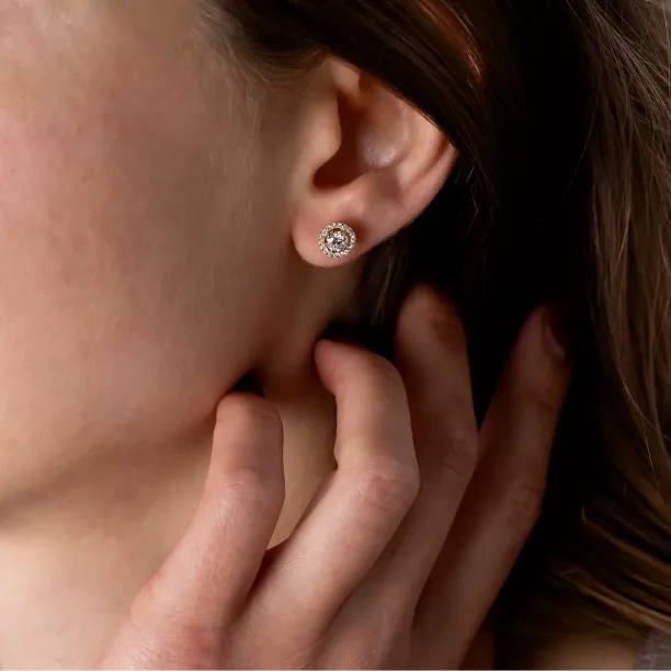 Zlaté halo náušnice s laboratorními diamanty NINO Image