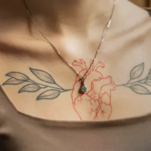 Zlatý náhrdelník s pear mechovým achátem a diamantem GISELLE Thumbnail