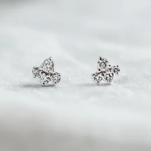 Minimalist gold earrings with diamonds in cluster setting STEPH