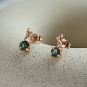 Napichovací neobvyklé náušnice s mechovými acháty a větvičkou ELLION Thumbnail