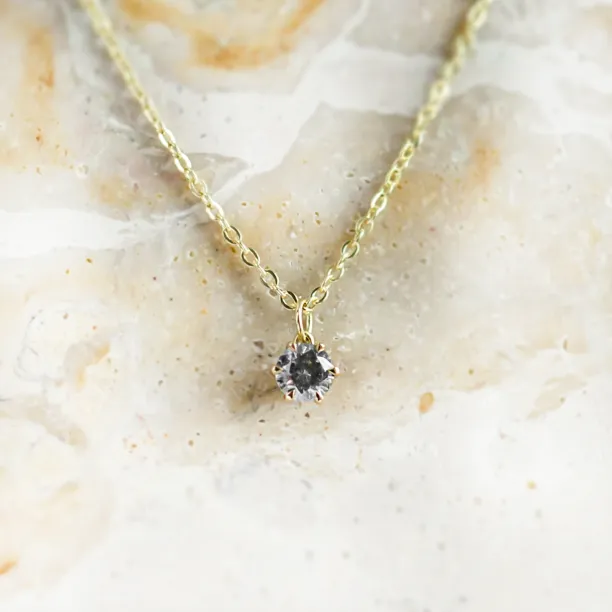 Minimalist gold pendant with salt and pepper diamond SALO Image