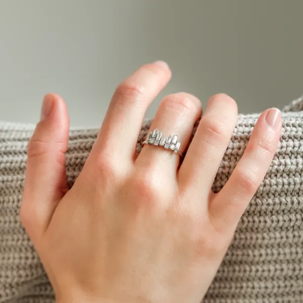 Unusual geometric ring with moissanites in art deco style TAMARA Image