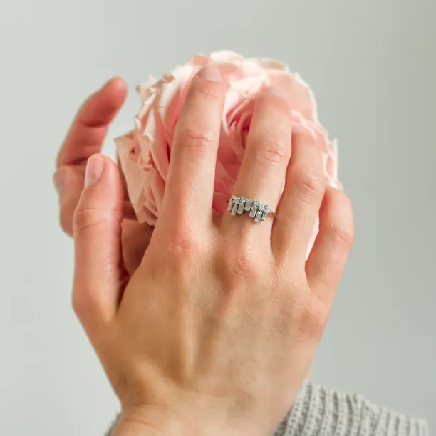 Unusual geometric ring with moissanites in art deco style TAMARA Image