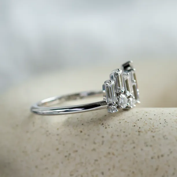 Unusual geometric ring with moissanites in art deco style TAMARA Image