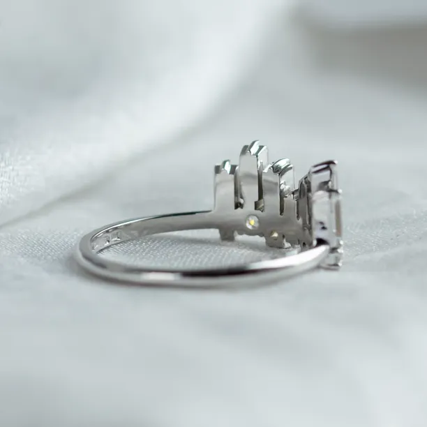 Unusual geometric ring with moissanites in art deco style TAMARA Image