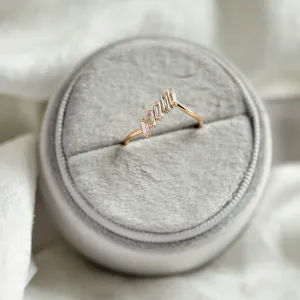 Unusual gold ring with baguette moissanite FRANCES Thumbnail