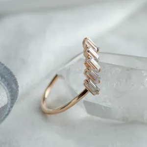 Unusual gold ring with baguette moissanite FRANCES Thumbnail