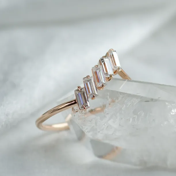 Unusual gold ring with baguette moissanite FRANCES Image