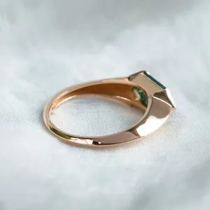 Originální prsten s trendy masivní obroučkou a mechovým achátem ve tvaru hexagonu SEI Thumbnail