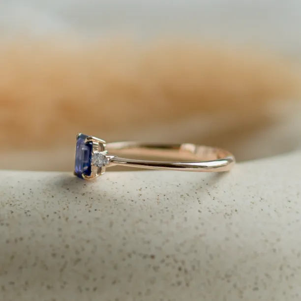 Elegant emerald sapphire and pear diamond ring LEILANI Image