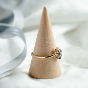 Unique ring with teal sapphire and diamonds LEAH Thumbnail