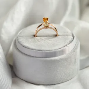 Atypický prsten s pear citrínem a citronovým křišťálem v Toi et Moi stylu ASTRA Thumbnail