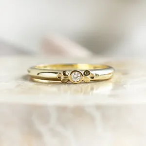Engagement ring with a diamond and massive hoop JUNE