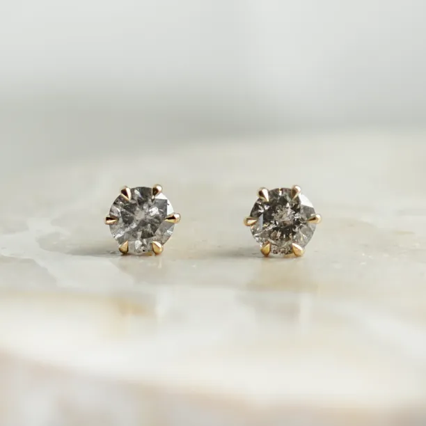 Minimalist earrings with salt and pepper diamonds PARKER Image