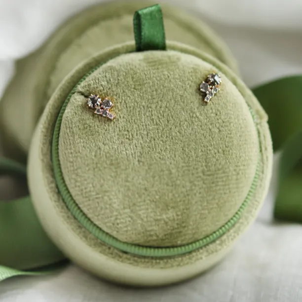 Gold cluster earrings with salt and pepper diamonds CALLA Image