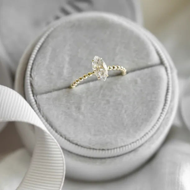 Engagement beaded ball ring with marquise moissanite BRYCE Image