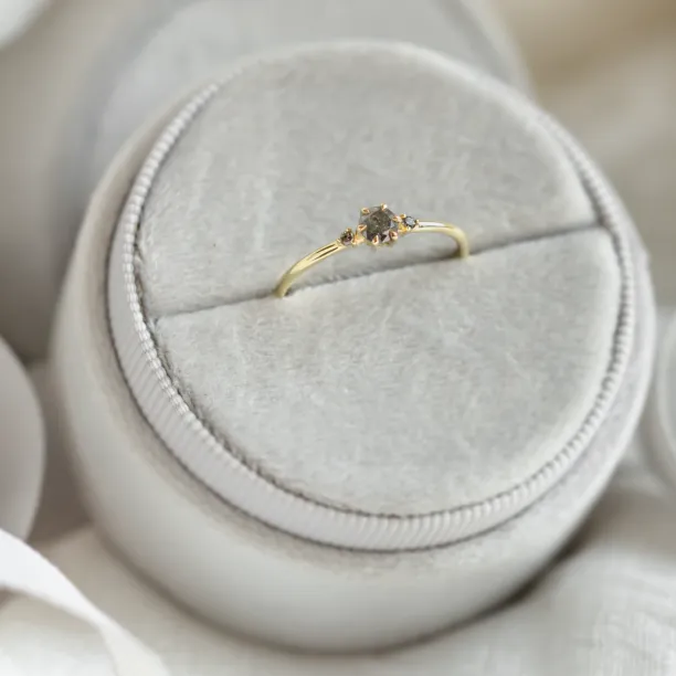 Minimalistický zásnubní prsten se salt and pepper diamanty TROIS Image