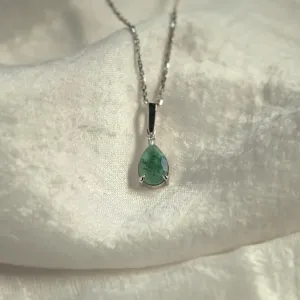 Zlatý náhrdelník s pear mechovým achátem a diamantem GISELLE Thumbnail