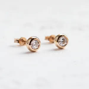 Gold earrings with diamonds in bezel style BECKY