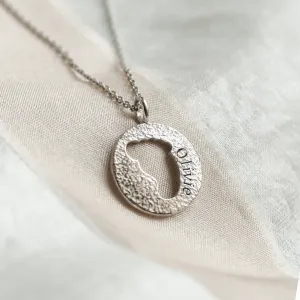 Gold necklace with unusual surface and baby foot trace LEE