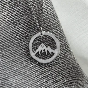 Matte gold necklace with mountain motive LIVIGNO Thumbnail