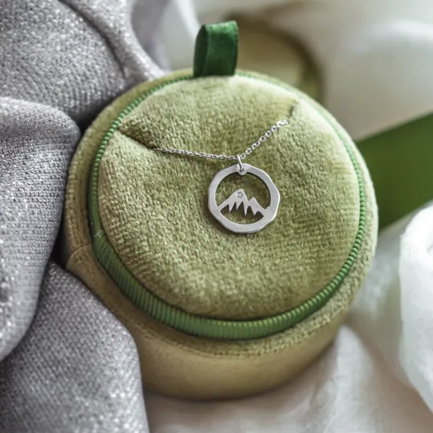 Matte gold necklace with mountain motive LIVIGNO Image